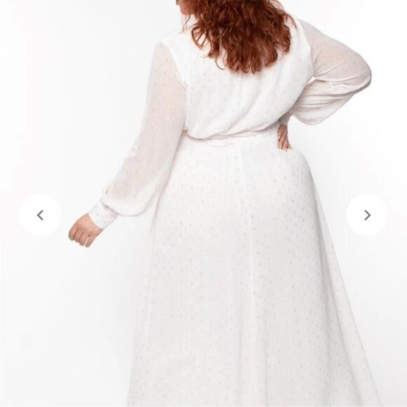 Bump Biddy White tie waist maxi metallic detail dress - Picture 6 of 8